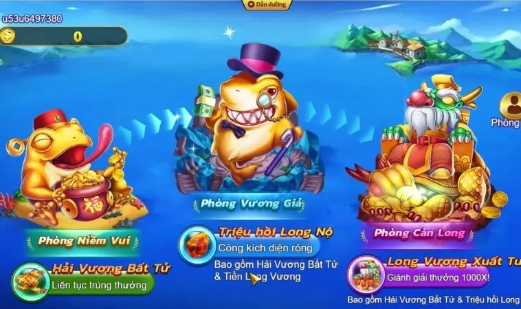 Các phòng chơi trong game Bắn Cá Royal Fishing Tại 999Bet