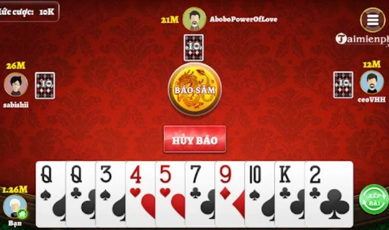 Giao diện chơi Sâm Lốc Tại Nhà Cái 999Bet
